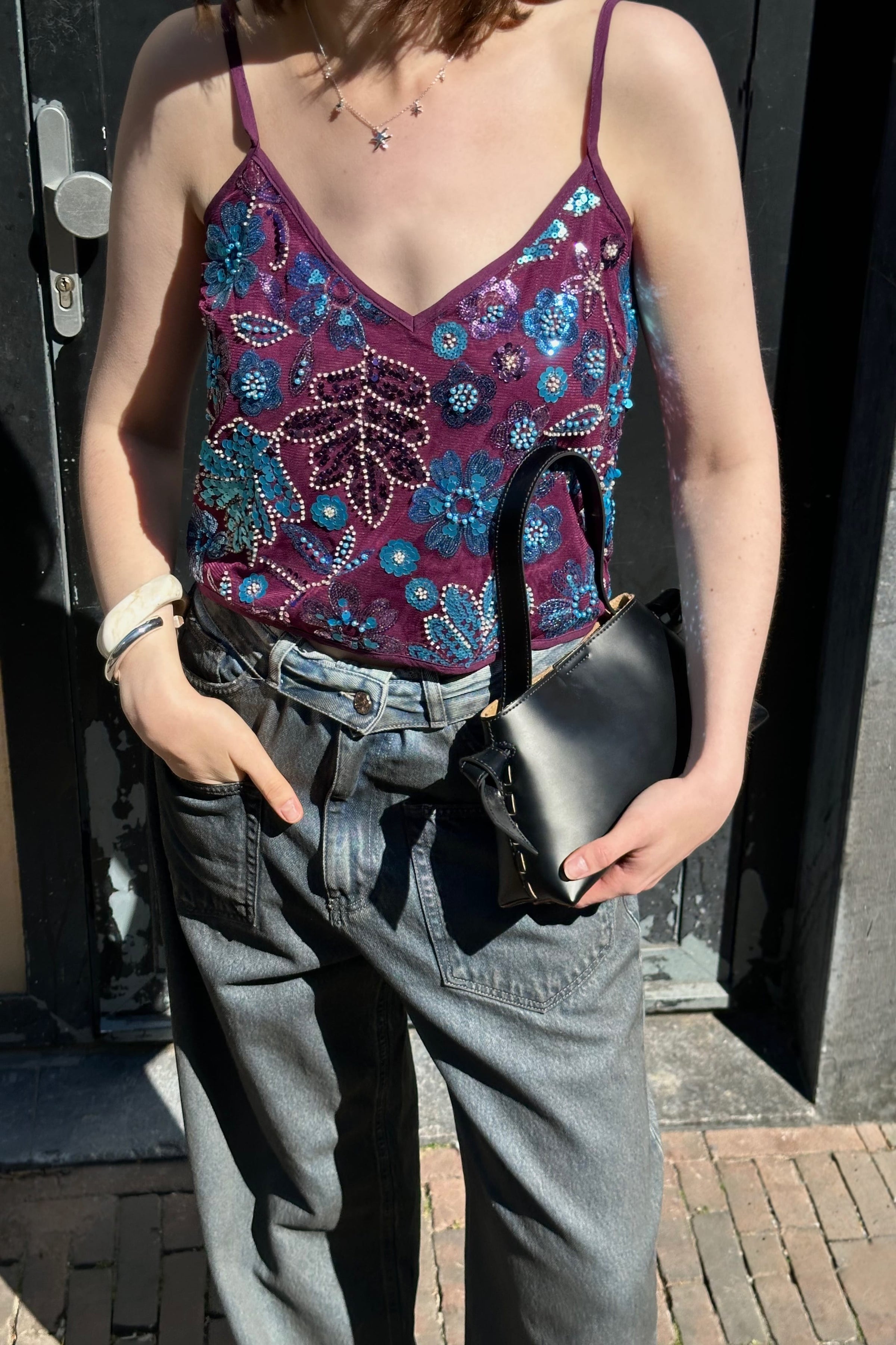Romy Top - Bordeaux/Blauw