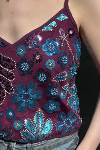 Romy Top - Bordeaux/Blauw