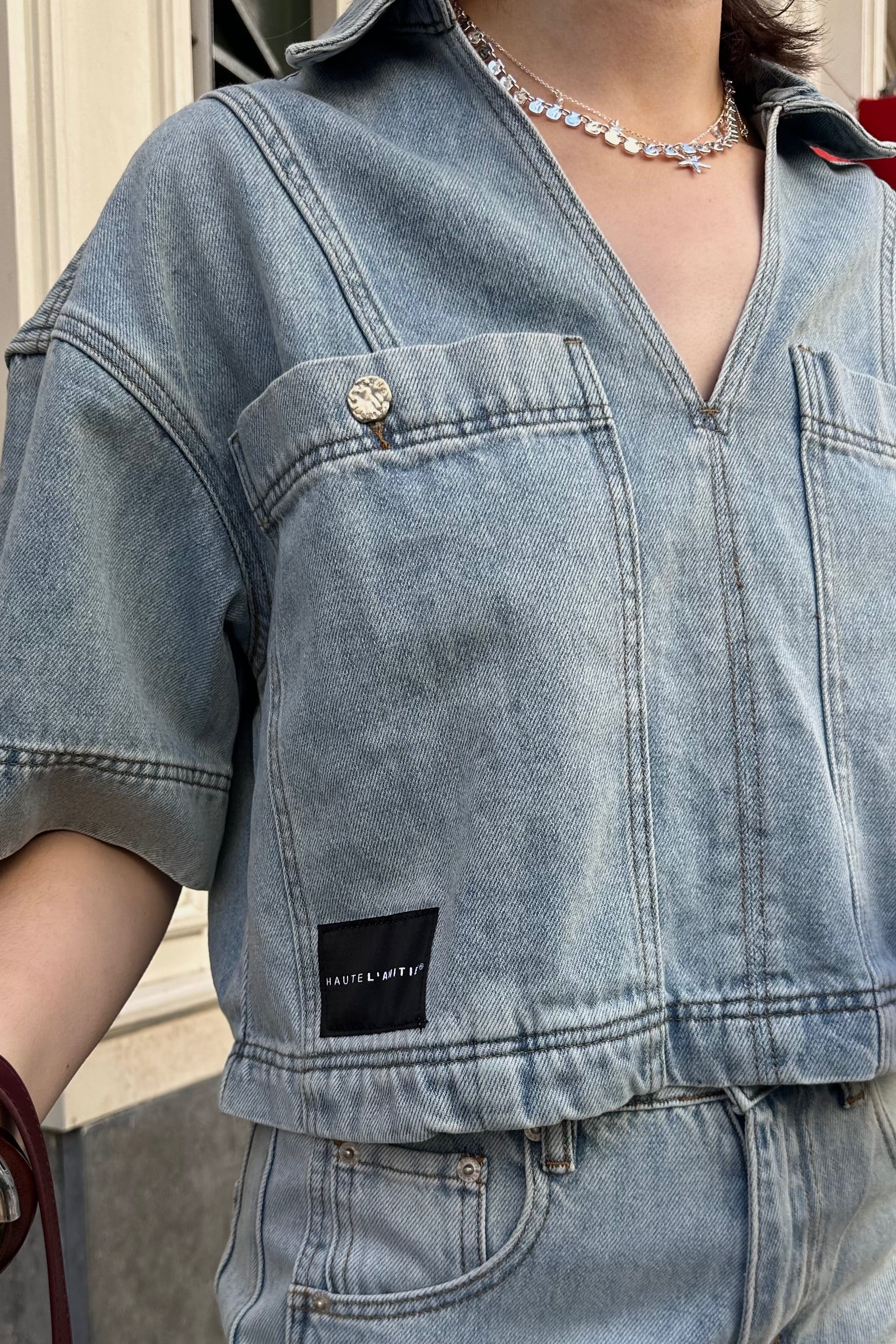 Drew Denim Top - Bleached Denim