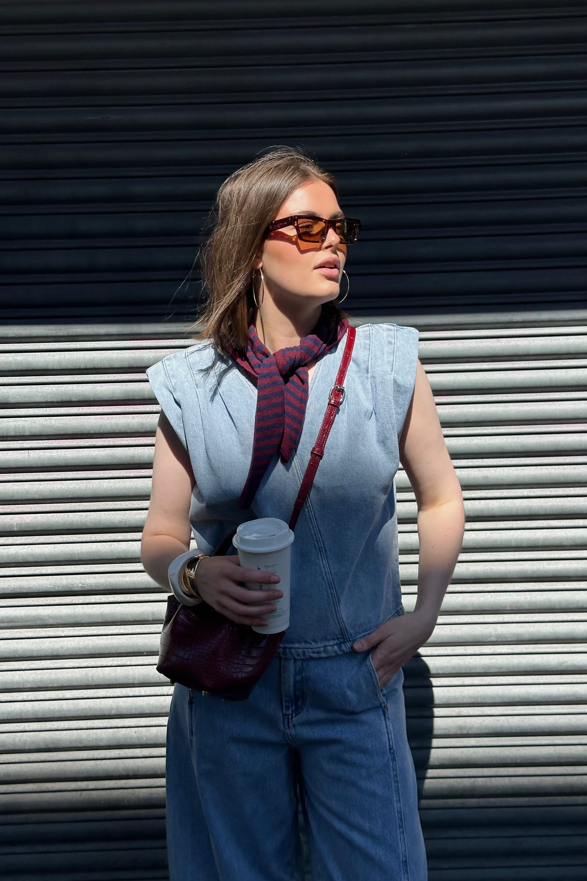 AsjaCC Wrap Top - Denim Blauw
