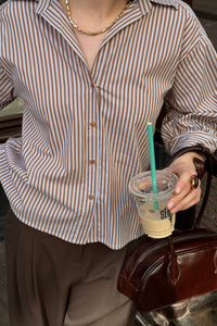 Kate Gestreepte Blouse - Bruin