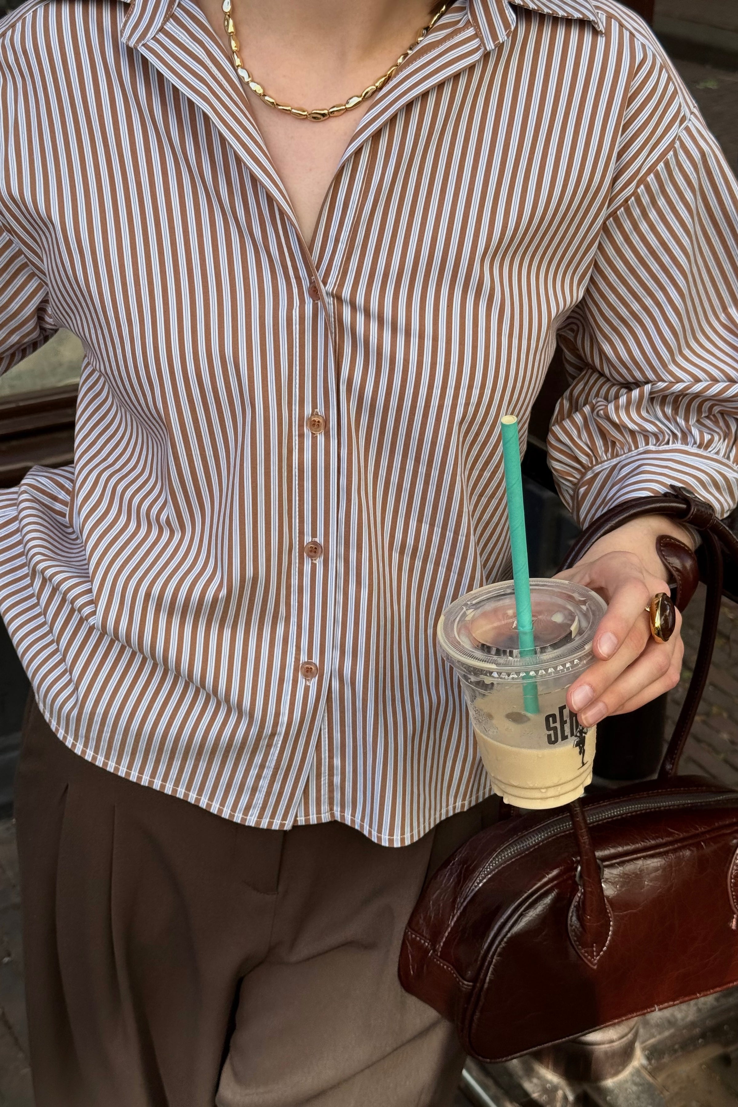 Kate Gestreepte Blouse - Bruin
