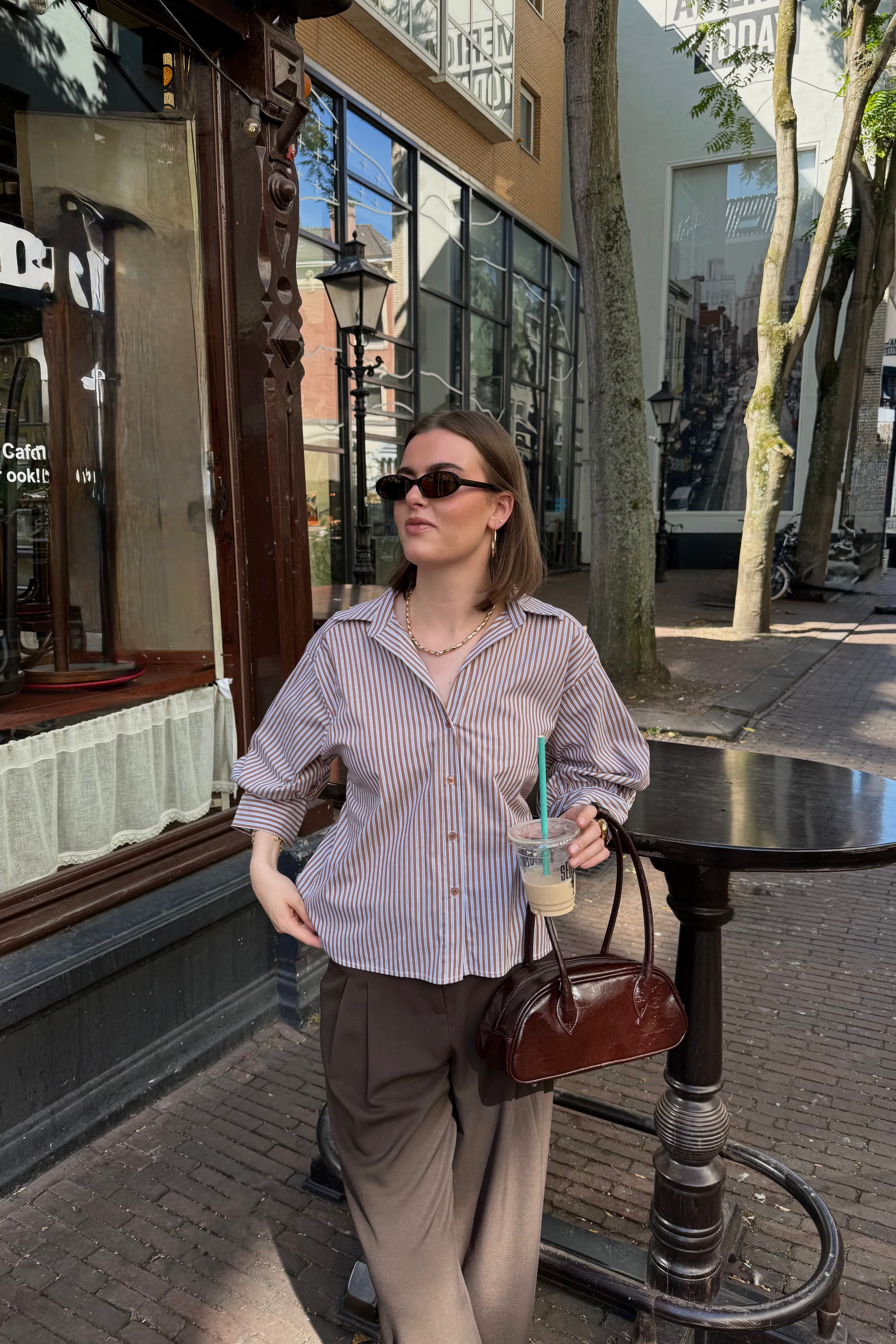 Kate Gestreepte Blouse - Bruin