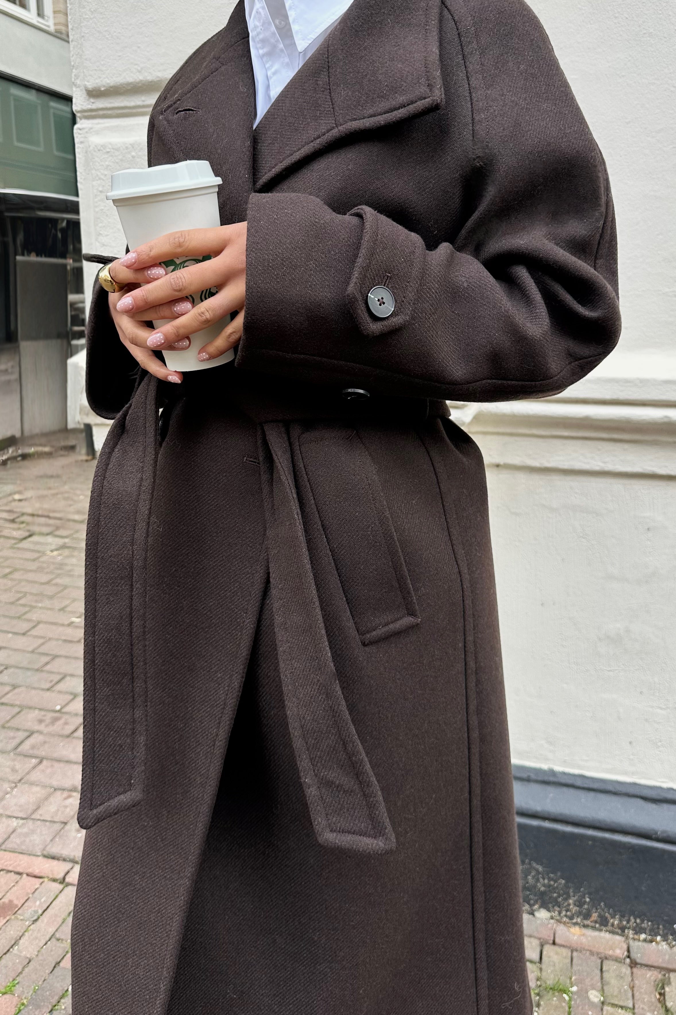 SLFMadeline Manteco Mantel - Donkerbruin