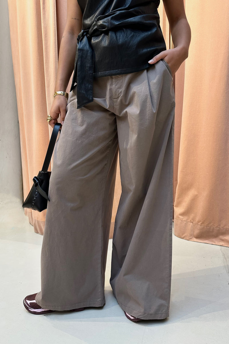 Wide Twill Pants - Grijsbruin