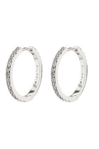 Ebna Medium Crystal Hoops - Zilver