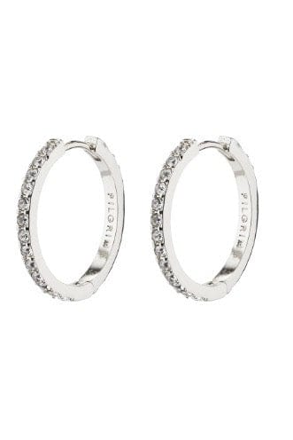 Ebna Medium Crystal Hoops - Zilver