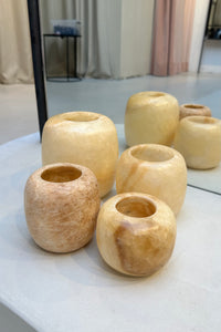 Alabaster Waxinelichthouder Rond - Bruin