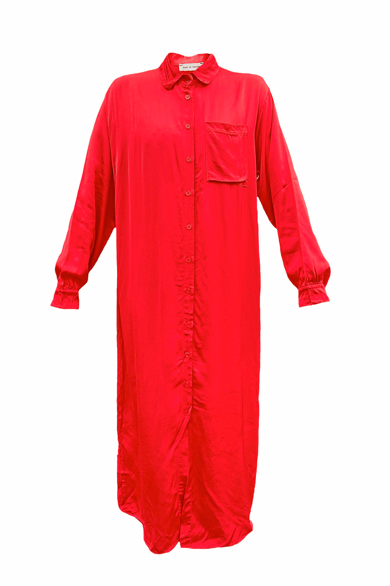 Gina Shirt Dress - Lipstick Red