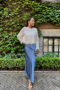 Vicky Heavy Satijnen Rok - Smoke Blue