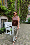 Vicky Heavy Satijnen Rok - Smoke Green