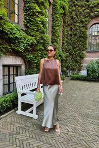 Vicky Heavy Satijnen Rok - Smoke Green