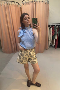 Veda Poplin Top - Licht Blauw