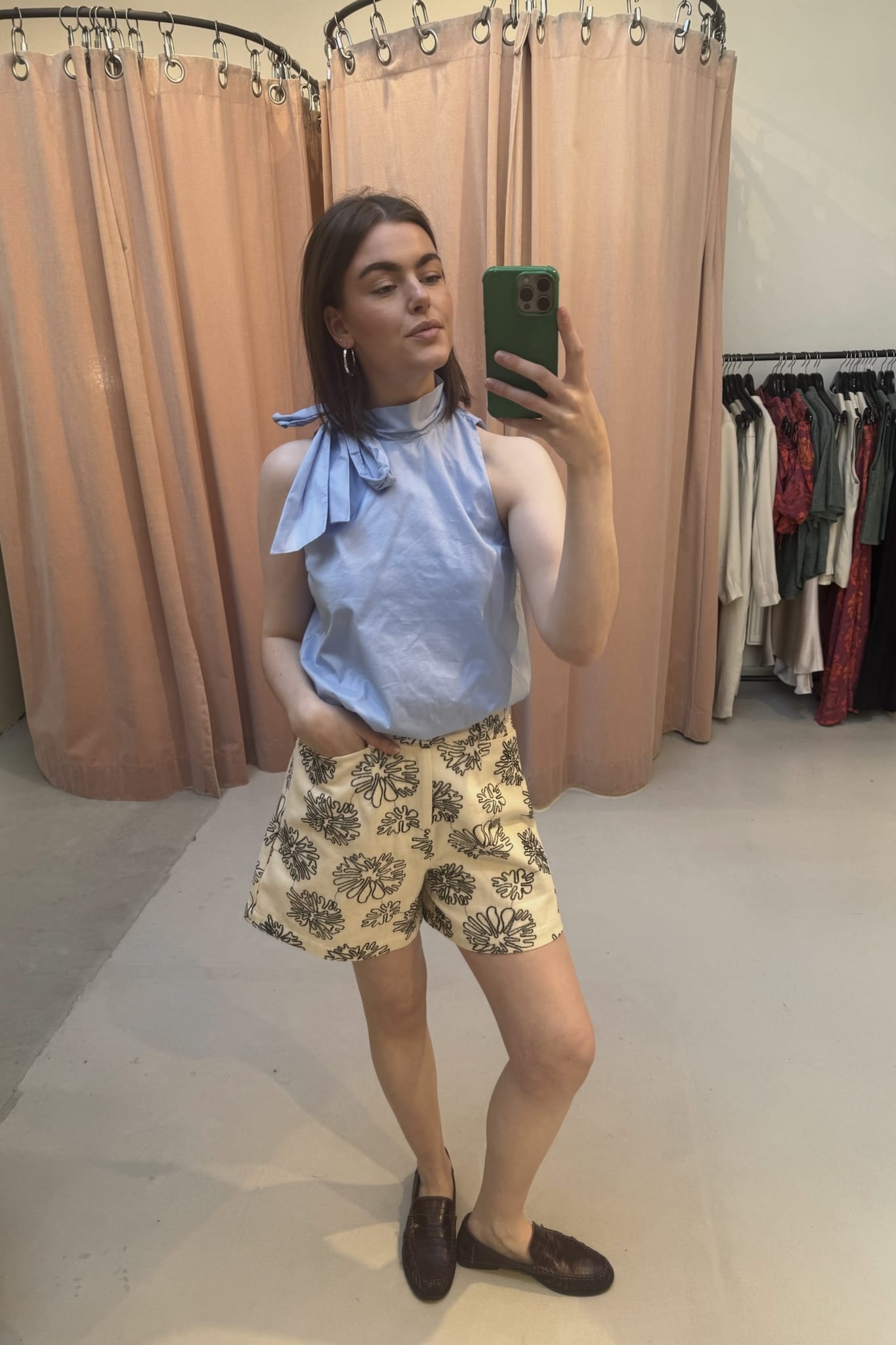 Veda Poplin Top - Licht Blauw