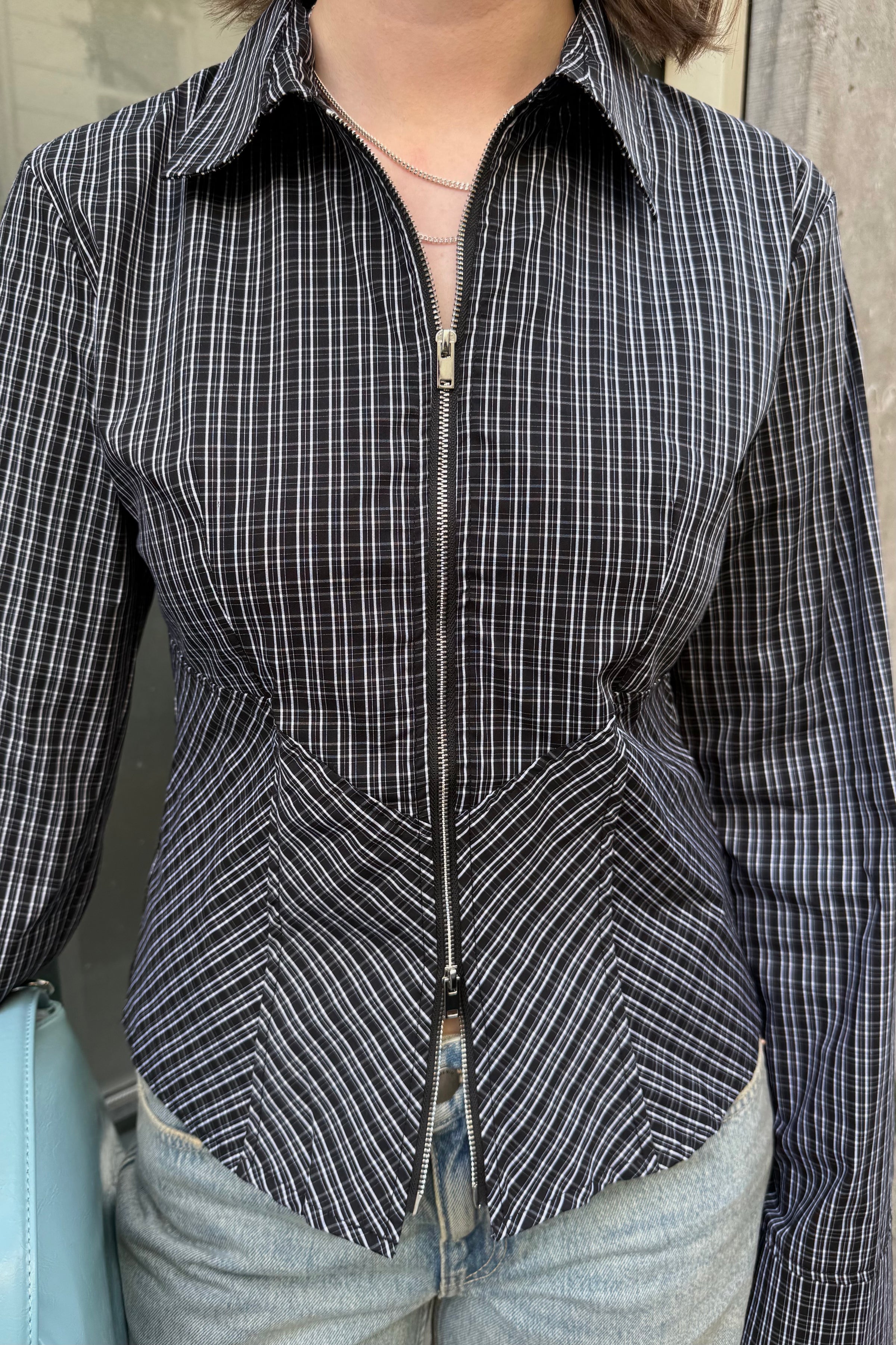 Cathy Zip Blouse - Zwart