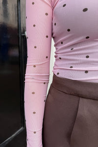 Ella Space Stippen Top - Licht Roze