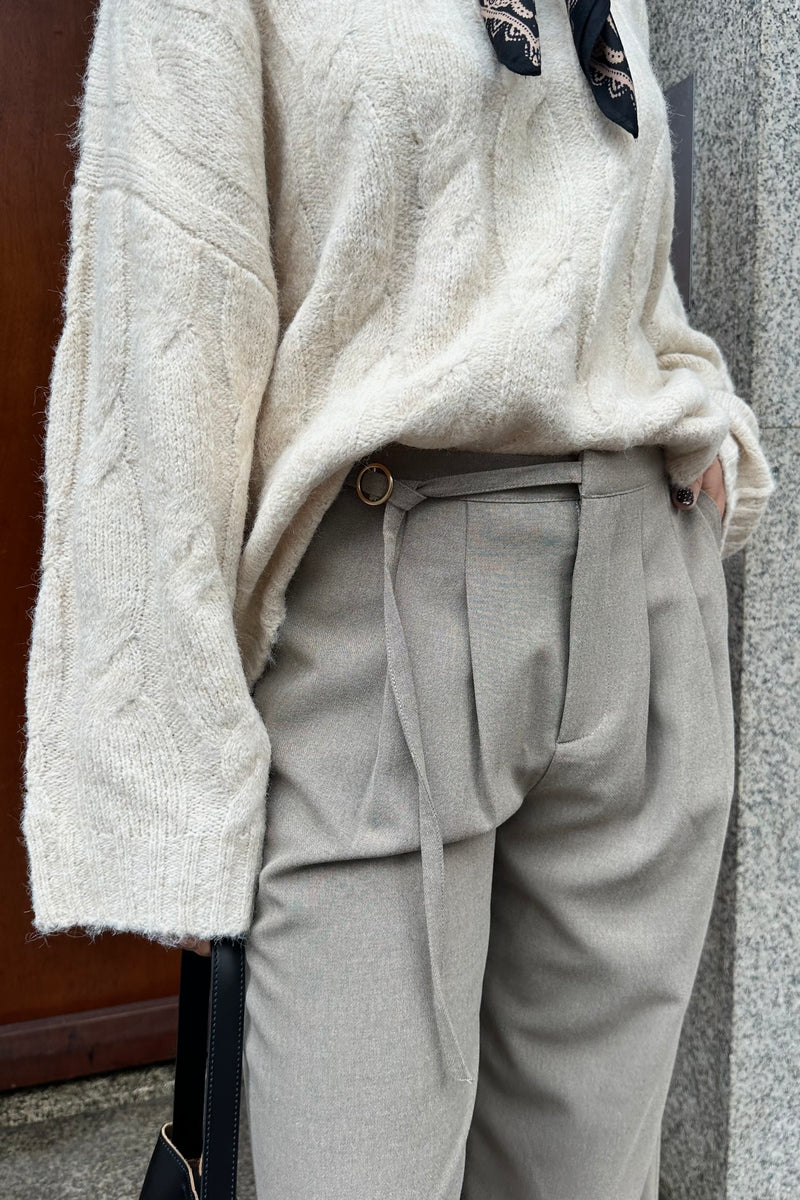 YASCaso Wijde Pantalon - Lichtbruin