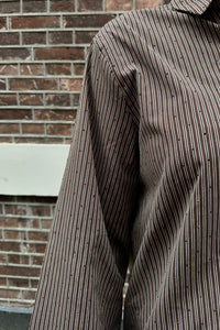 Dita Gestreepte Blouse - Donkerbruin