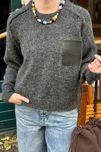 Darcia Reverse Crop Pocket Trui - Donkergrijs