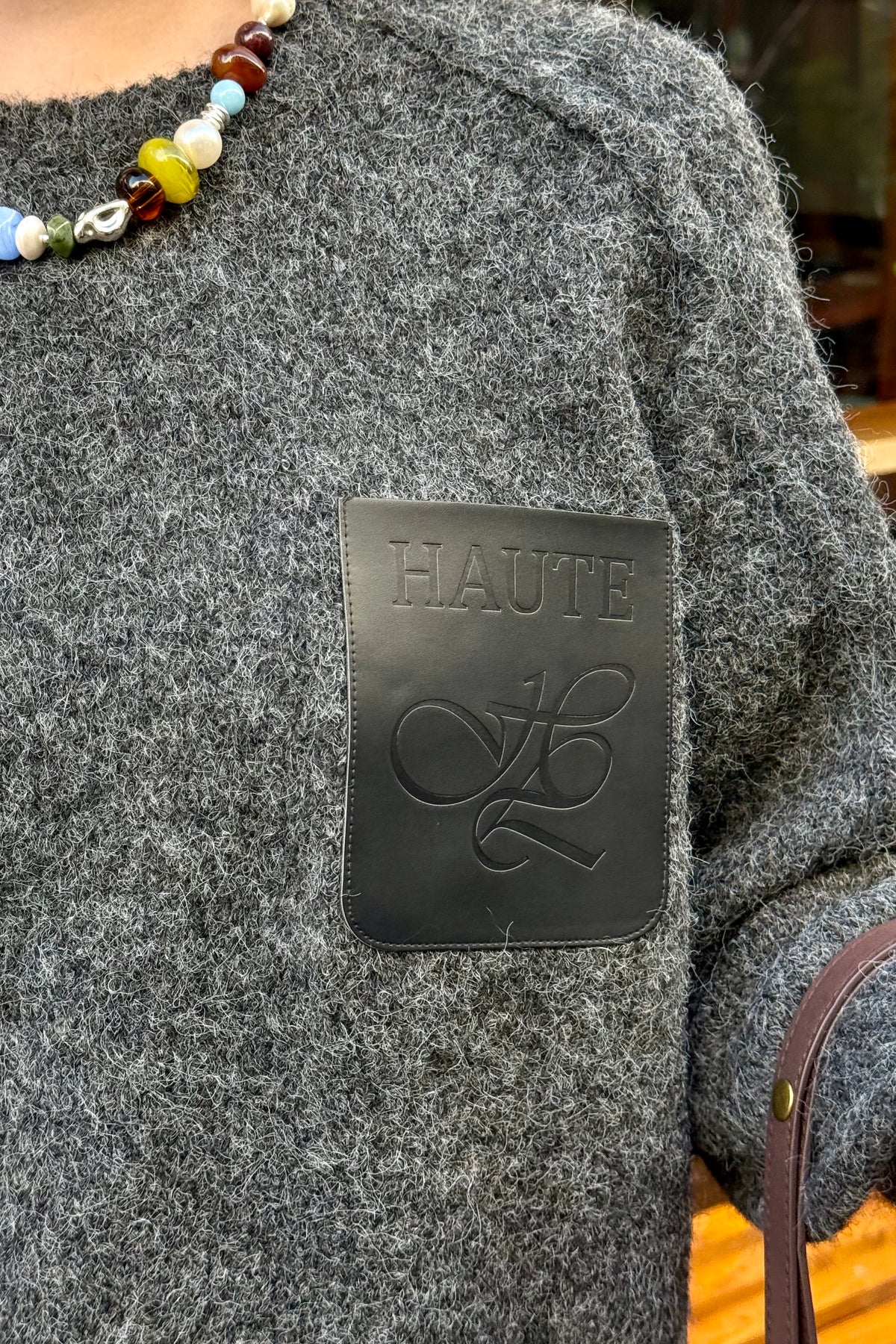 Darcia Reverse Crop Pocket Trui - Donkergrijs