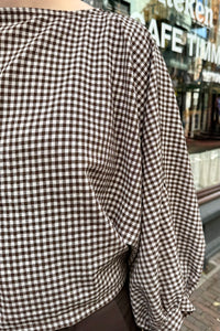 Jolene Geruite Blouse - Bruin