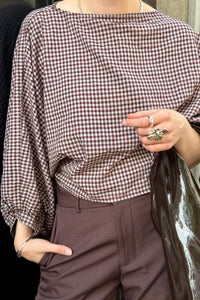 Jolene Geruite Blouse - Bordeaux