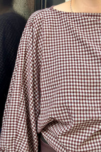 Jolene Geruite Blouse - Bordeaux
