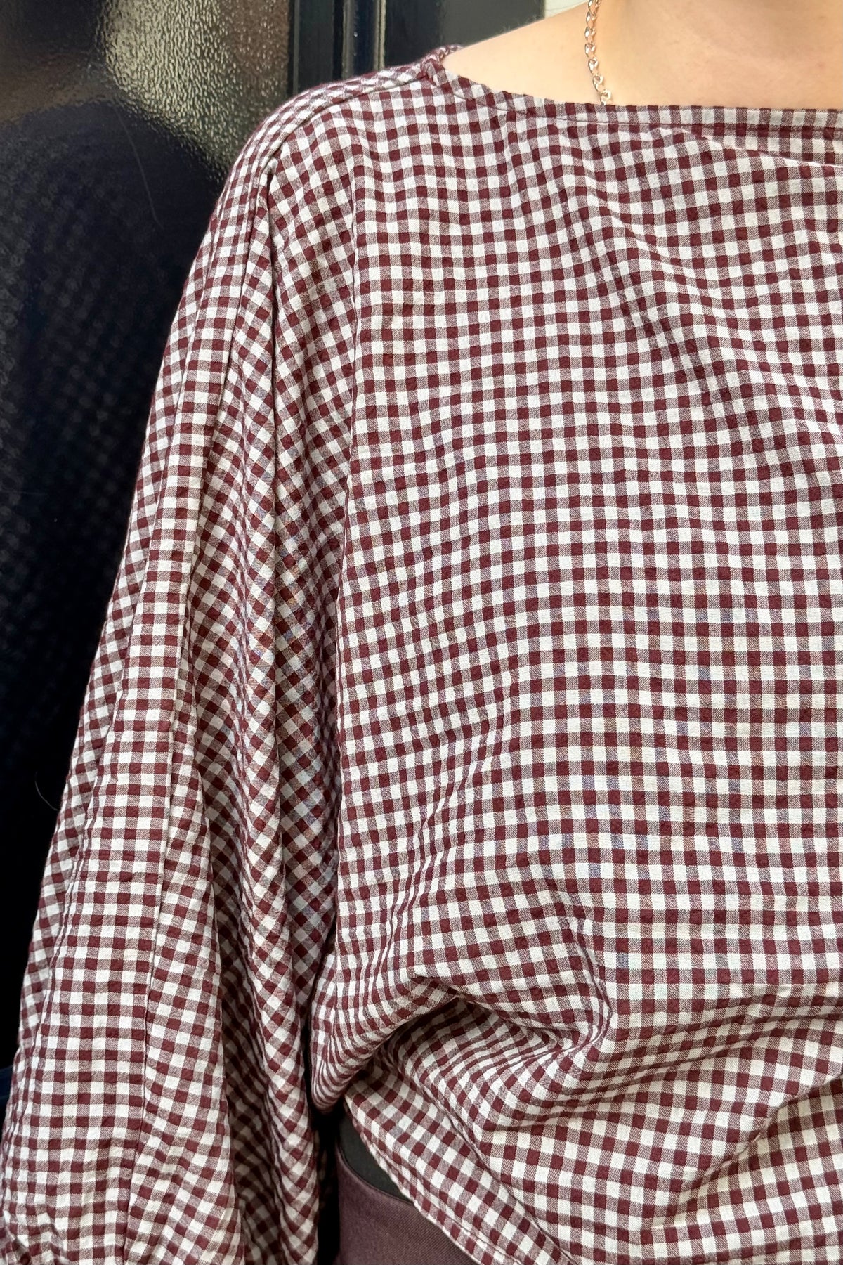 Jolene Geruite Blouse - Bordeaux