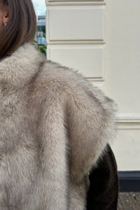 Kevini Faux Fur Gilet - Beige