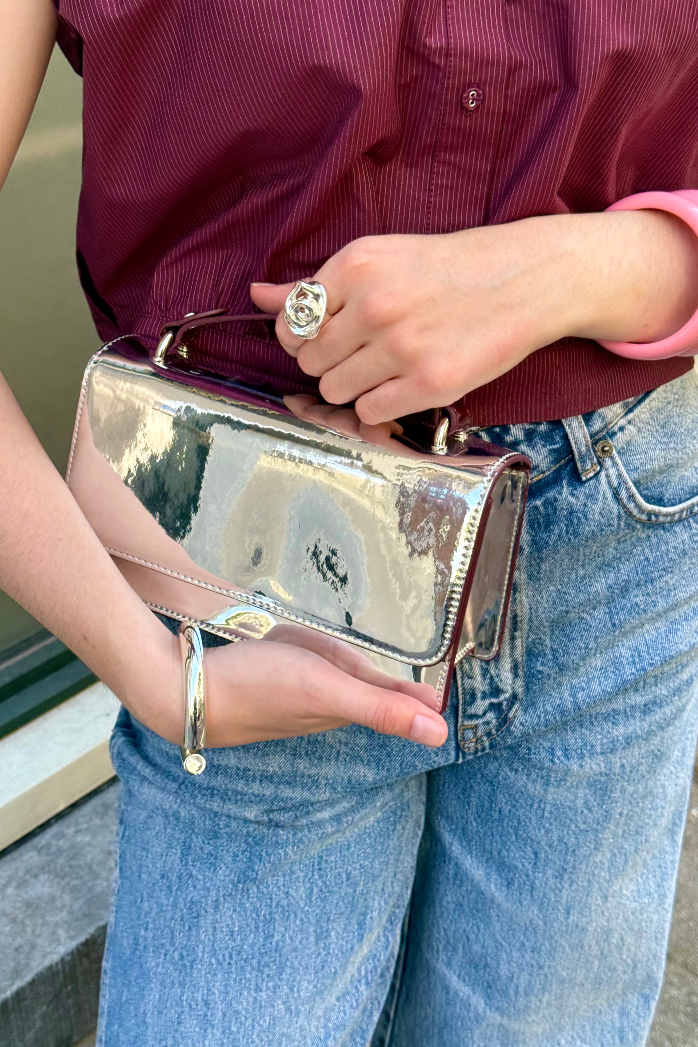 Aria Mirror Glass Tas - Zilver