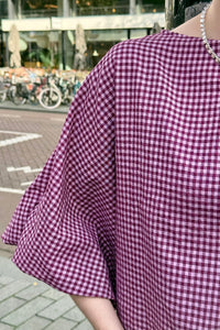 Jolene Geruite Blouse - Roze
