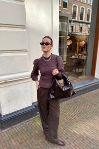 Oliana Geruite Blouse - Bruin