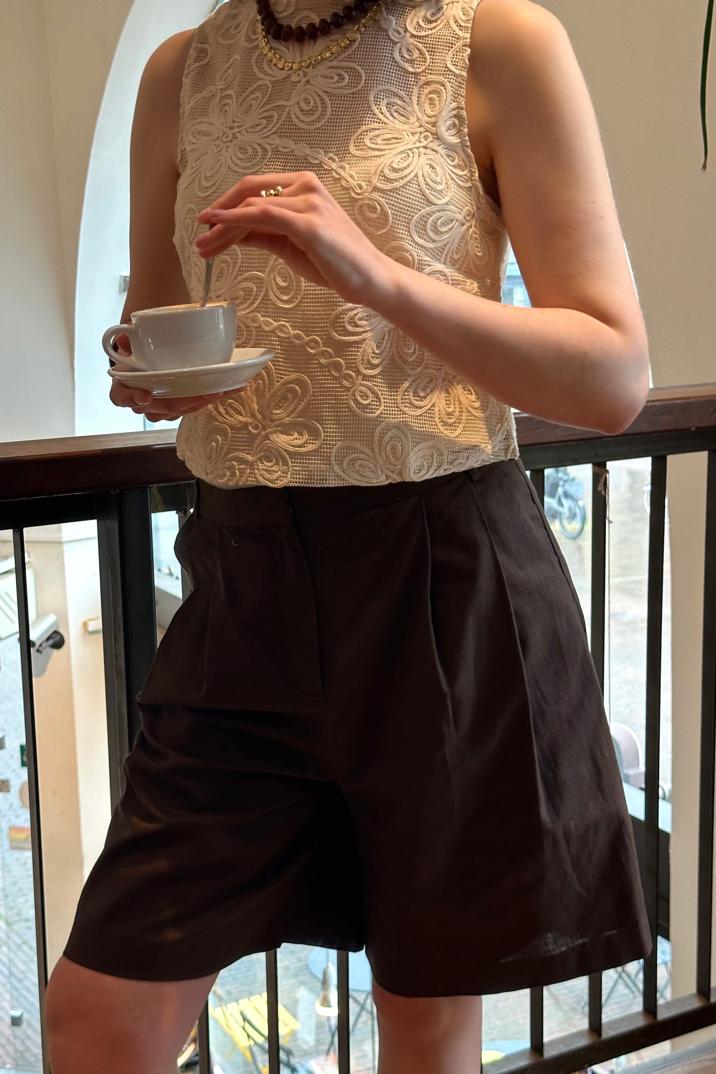 Nika Linnen Shorts - Donkerbruin