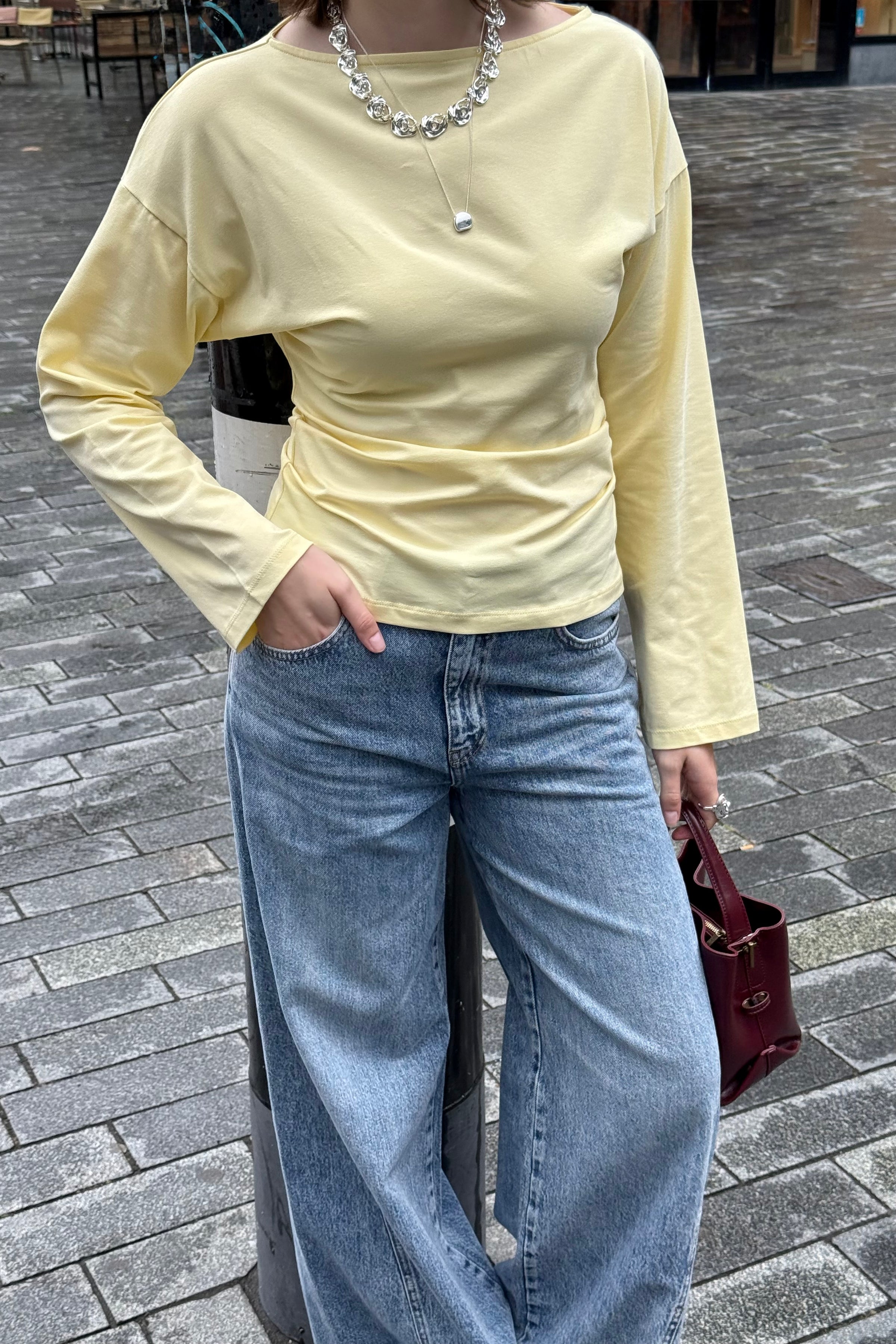 HDYuri Draped Top - Geel