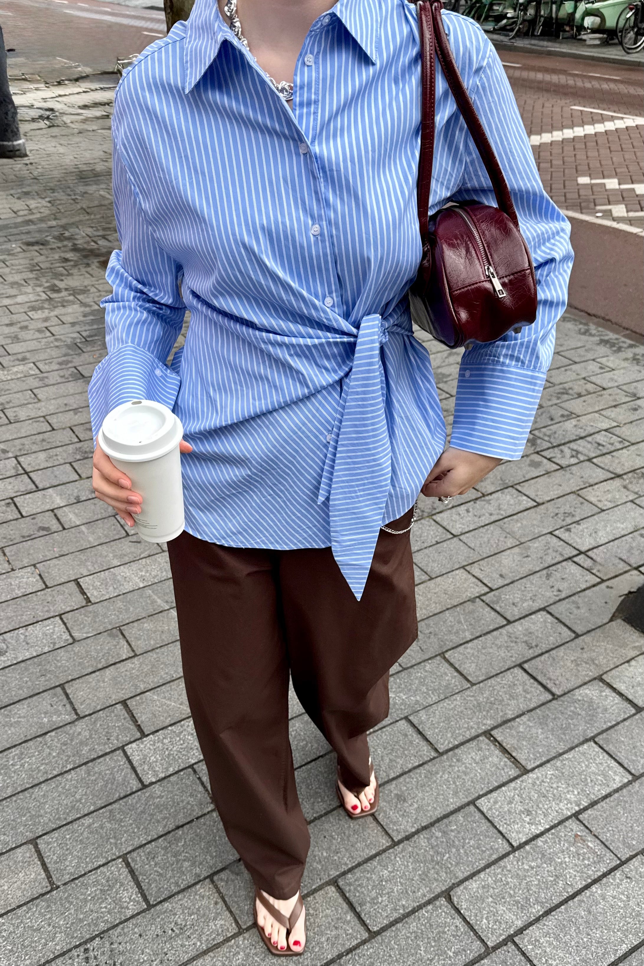 Helisa Gestreepte Blouse - Licht Blauw