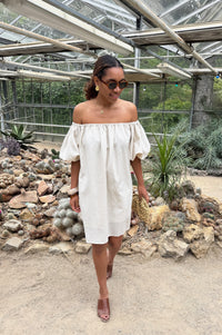 Annebel Off Shoulder Jurk - Beige