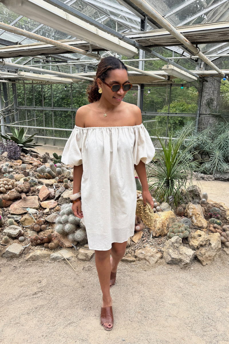 Annebel Off Shoulder Jurk - Beige