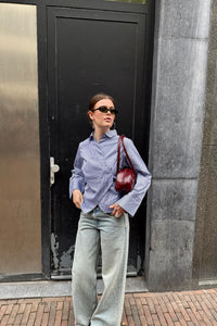 Fenli Geruite Blouse - Blauw
