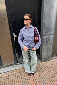 Fenli Geruite Blouse - Blauw
