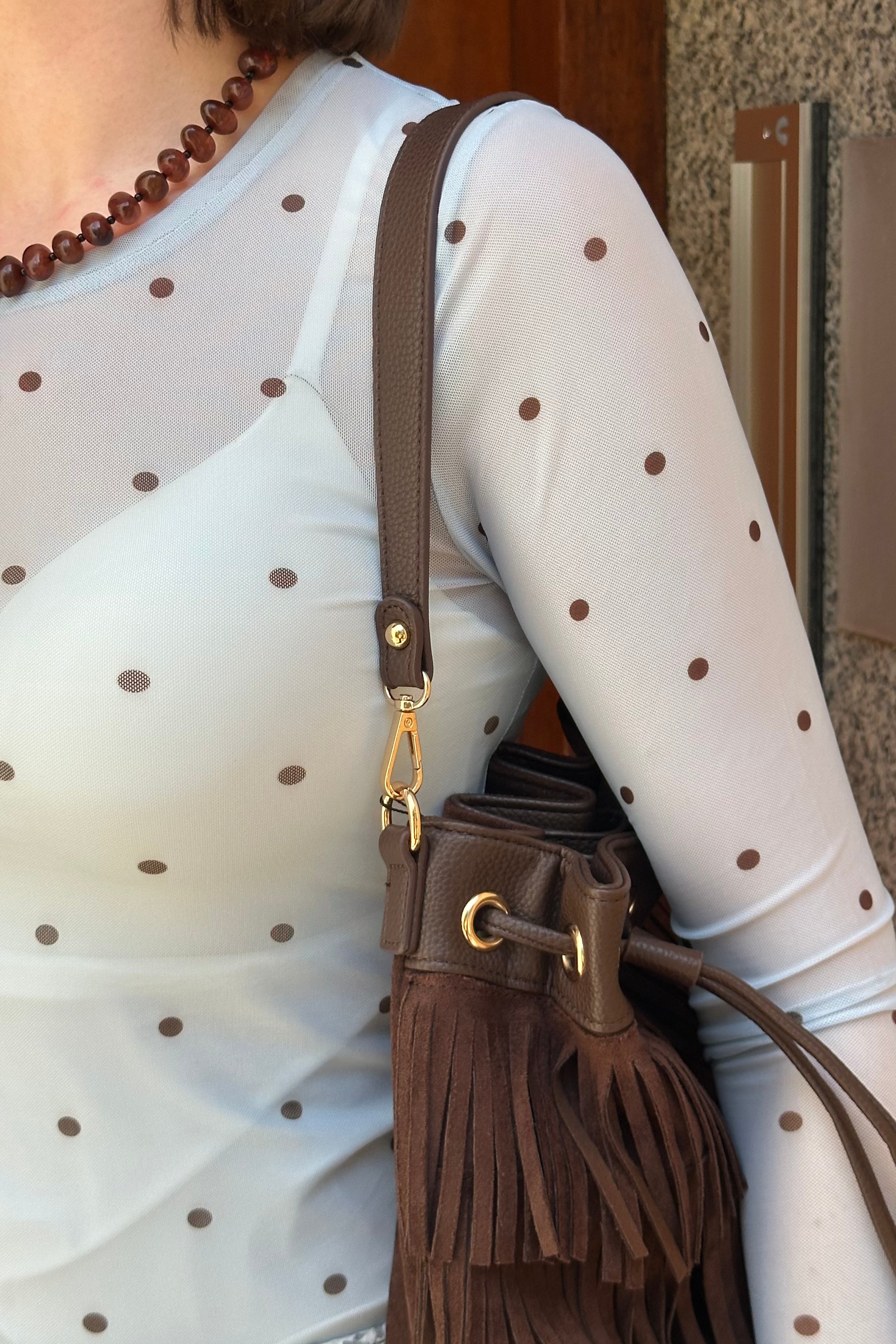 Ella Space Stippen Top - Licht Blauw