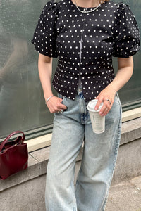 Anela Stippen Blouse - Zwart