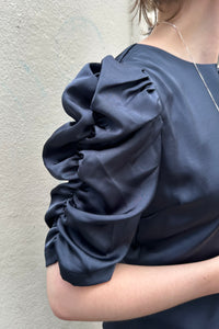 Benua Heavy Satijnen Blouse - Donker Blauw
