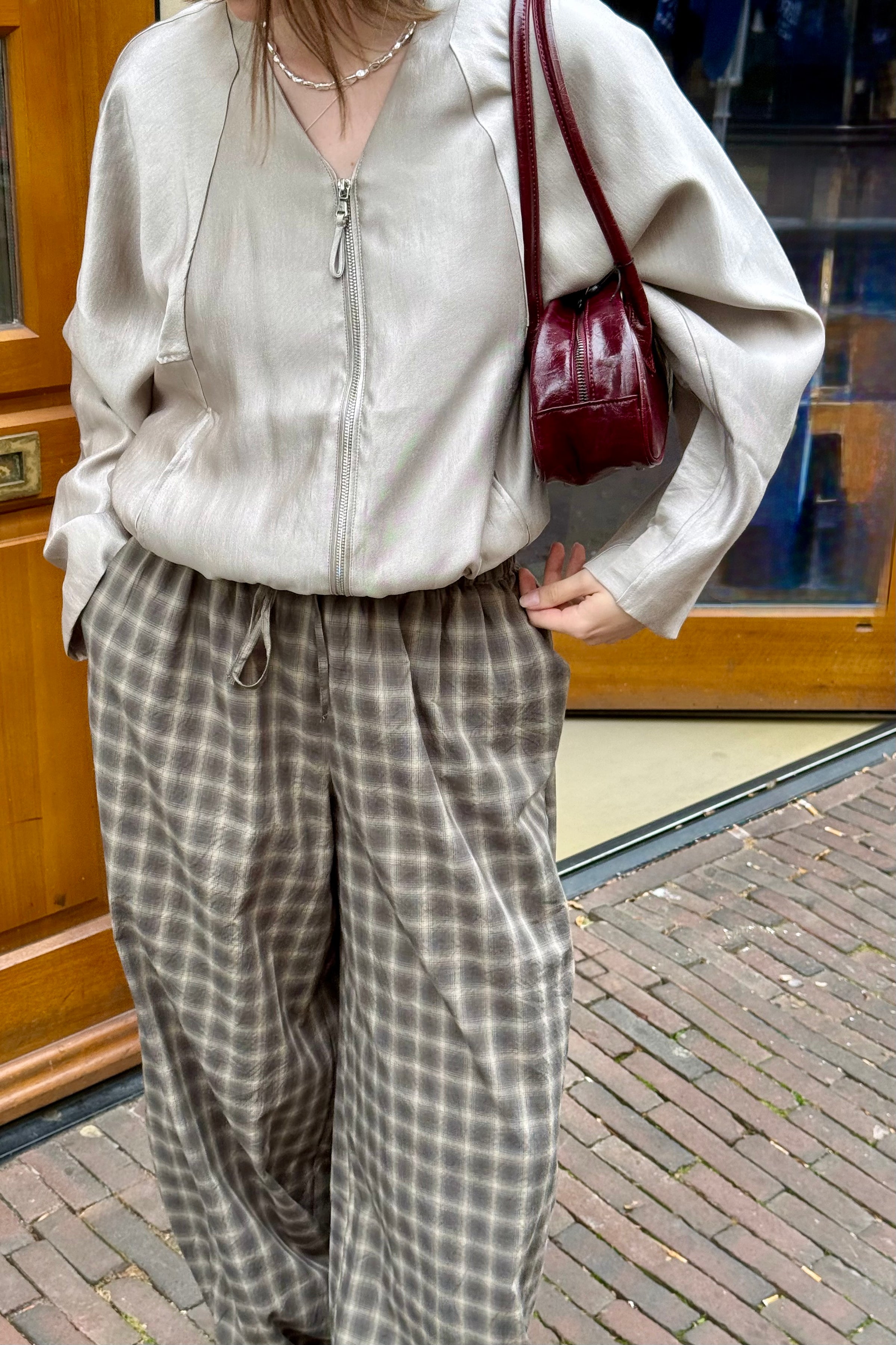 Roxane Balloon Geruite Broek - Groen