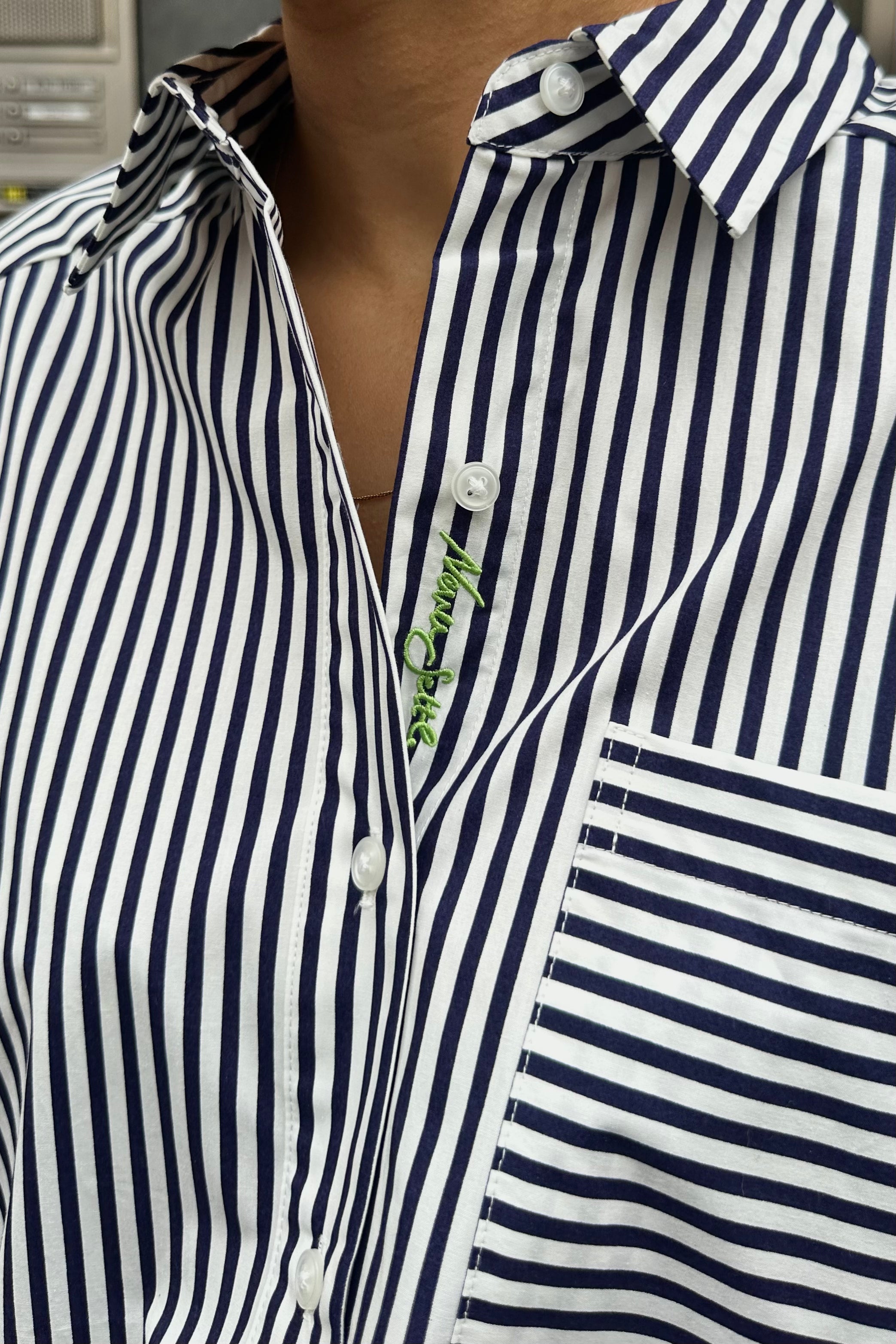 Shelma Blouse - Navy Gestreept