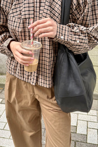 Sophie Geruite Blouse - Beige