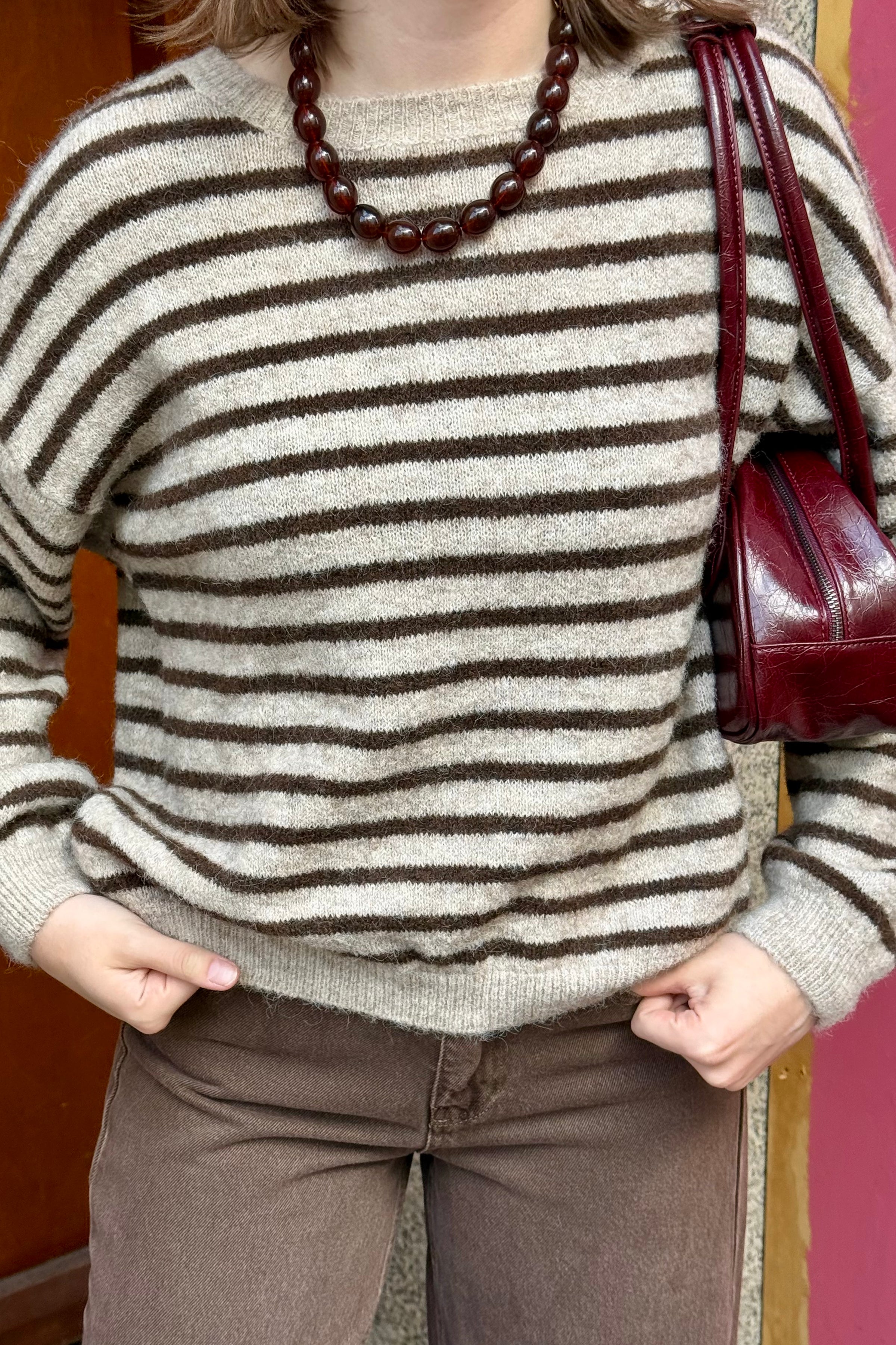 N-Mafalda Trui - Beige/Bruin