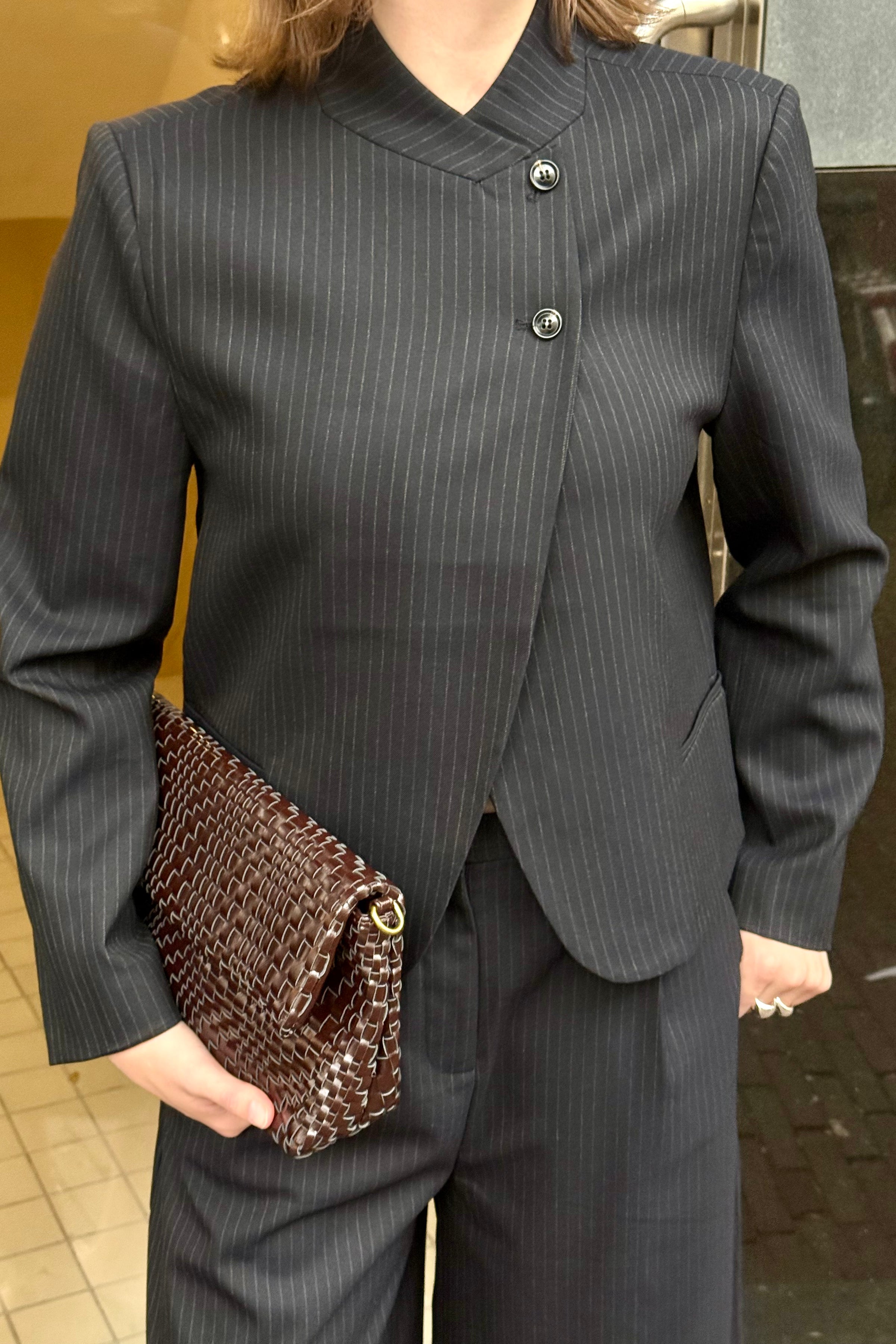 Tiria Pinstripe Blazer  - Navy