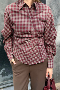 Neoella Check Blouse - Plum