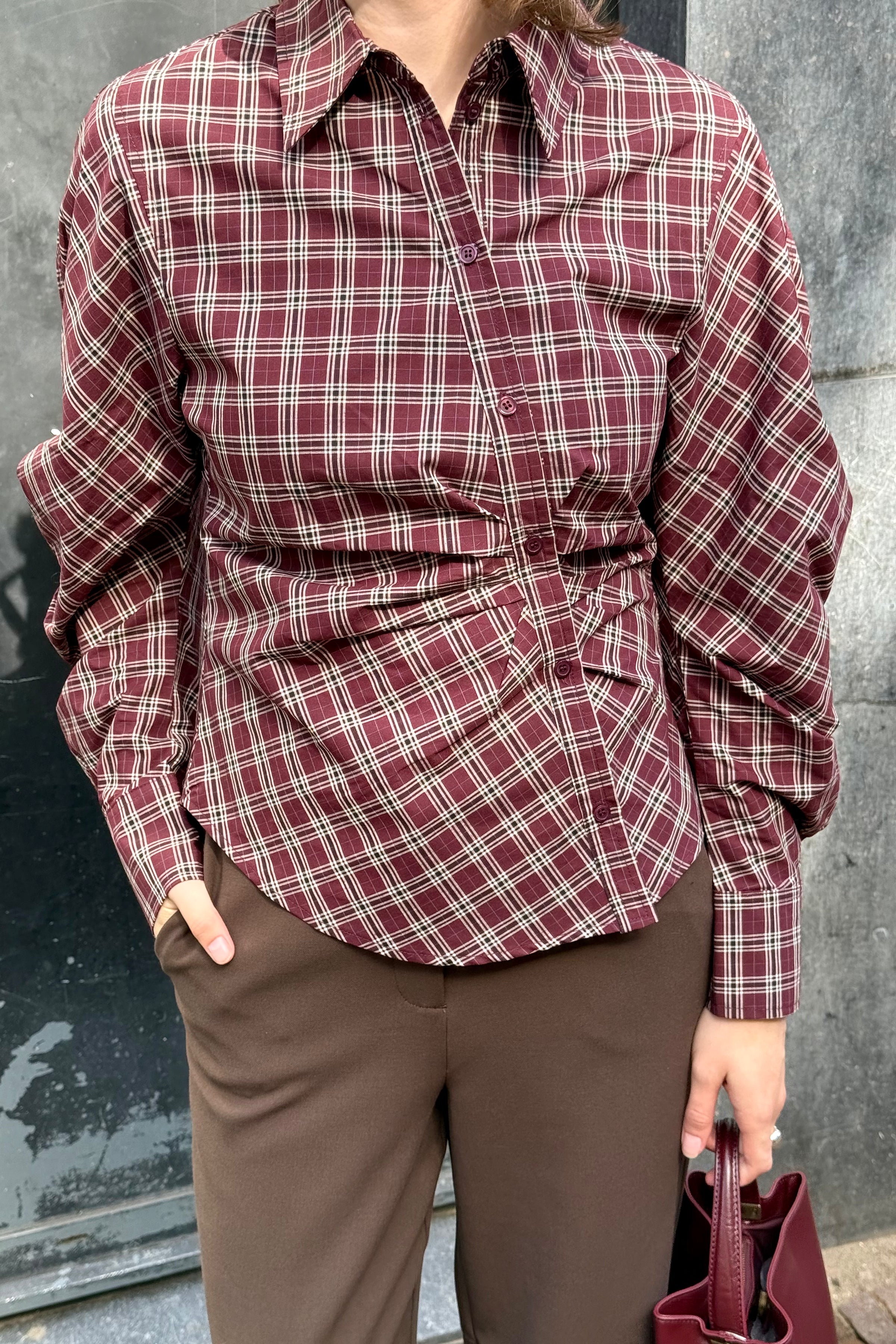 Neoella Check Blouse - Plum