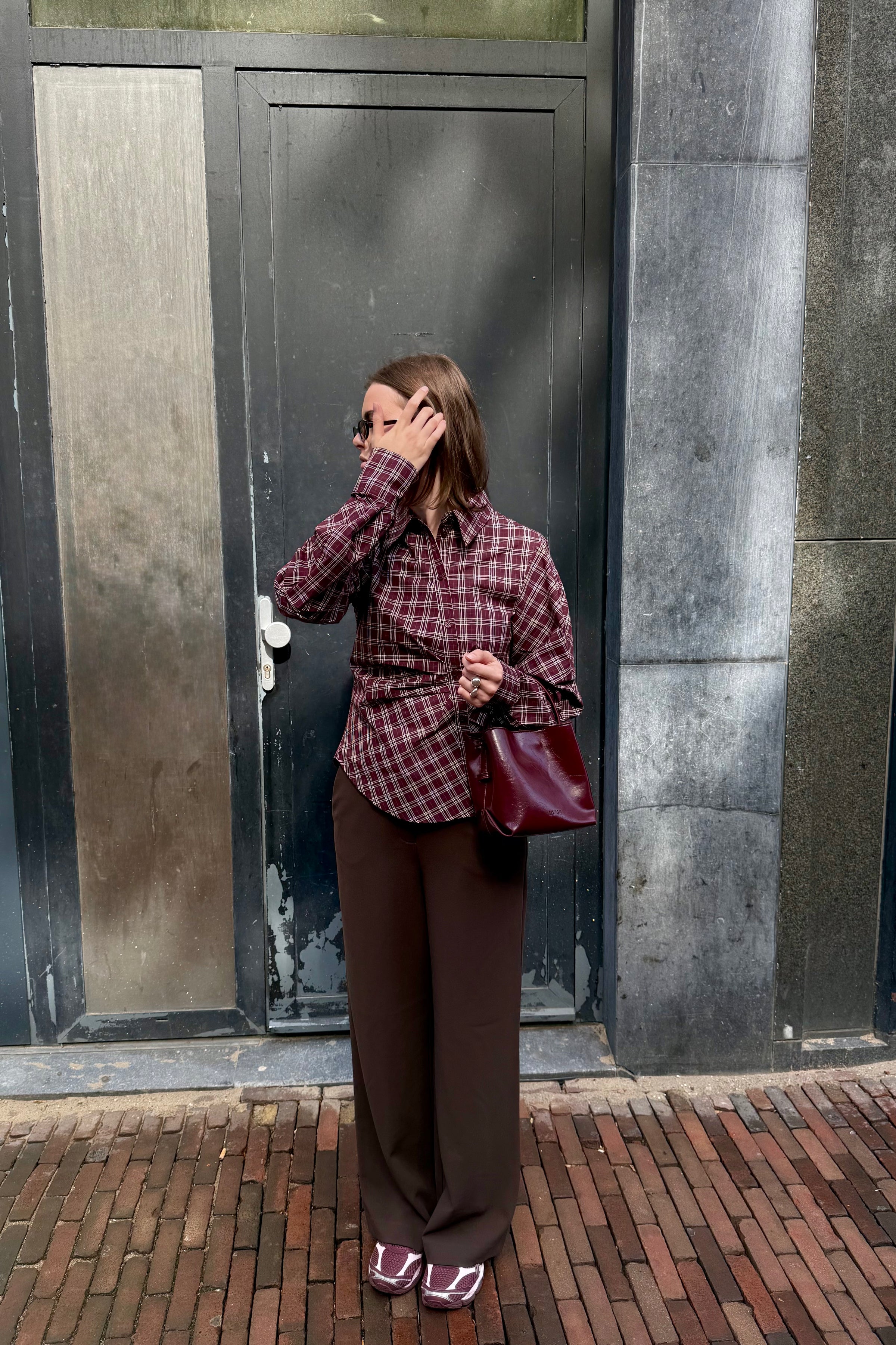 Neoella Check Blouse - Plum